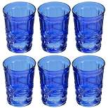 Elle Decor Glass Tumblers Set of 6 Glass Design, 8.5-Ounce Water Drinking Glasses, Blue
