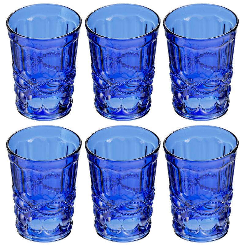 Elle Decor Glass Tumblers Set of 6 Glass Design, 8.5-Ounce Water Drinking Glasses, Blue, 1 of 8