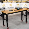 60" Adjustable Heavy-Duty Workbench with Power Outlets & Wheels, 2200 lbs Capacity Rubber Wood Top Rolling Table - 2 of 4