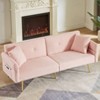 APRILSOUL79.4"Modern Teddy Upholstered Accent Loveseat Sofa With Side Pocket,Folding Sleeper Sofa Bed - 3 of 4