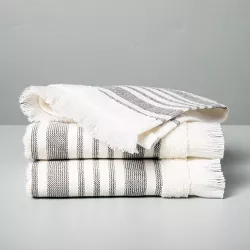 3pk Multistripe Washcloth Set Sour Cream/Railroad Gray - Hearth & Hand™ with Magnolia