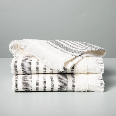 Multistripe Bath Towels Cream/Gray - Hearth & Hand™ with Magnolia - image 1 of 4