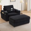 Whisen Chenille Chaise Lounge Sofa Couch with Storage Ottoman, USB Ports, Cup Holders, Phone Holder & Side Pockets - 2 of 4