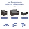 Tangkula Set Of 4 Outdoor Rattan Furniture Set PE Rattan Wicker Sectional Sofa with Loveseat Chair & Glass Table Patio Cushioned Conversation Sets - 4 of 4