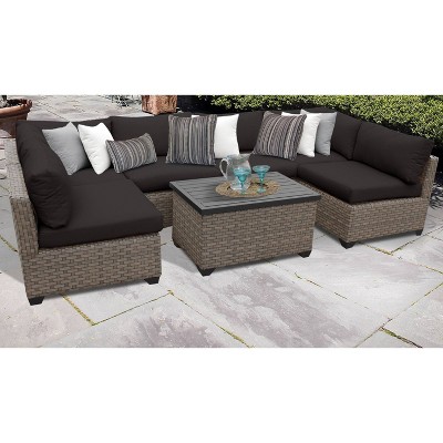 7pc Monterey Sectional Seating Group with Cushions - Black - TK Classics