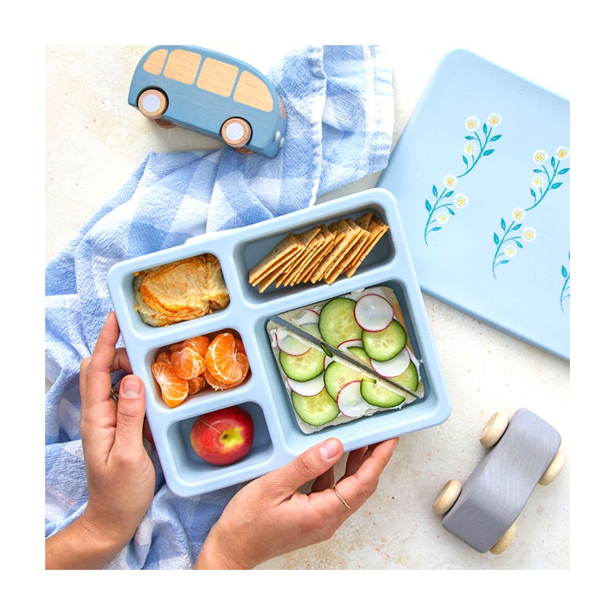 Austin Baby Co Leak-proof Silicone Bento Box for Toddlers and Kids- Durable & Eco-Friendly five compartment Lunch Box - thumbnail 2
