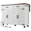 Zeus & Ruta 53.5''Farmhouse Kitchen Island with Power Outlet, Drop Leaf, Spice Rack and Drawer - 2 of 4