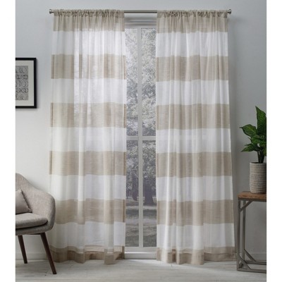 Set of 2 (84"x50") Darma Rod Pocket Window Curtain Panel Linen - Exclusive Home: Light Filtering, Modern Khaki Decor