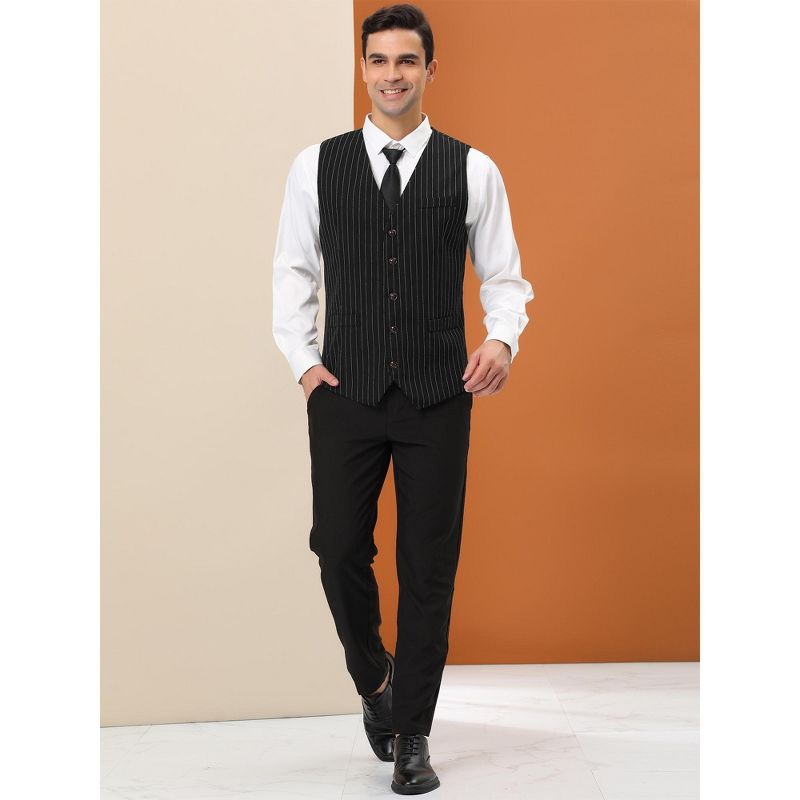 Lars Amadeus Men's Stripe Classic Slim Fit Business Formal Dress Suit Vest, 3 of 7
