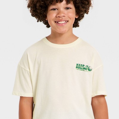 Детские Cat & Jack Boys' Short Sleeve Golf Oversized Graphic T-Shirt - Cat & Jack™ Off White M — фото 2