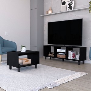 NicBex Coffee Tables for Living Room Modern Coffee Table and TV Stand Set of 2 Both with Sturdy Steel Legs, Black - 1 of 4