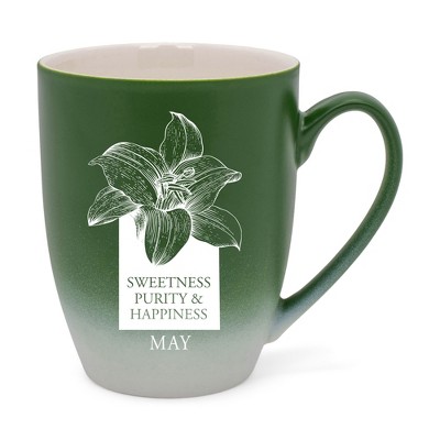 Elanze Designs Sweetness Purity And Happiness Two Toned Ombre Matte Green and White 12 ounce Ceramic Stoneware Coffee Cup Mug
