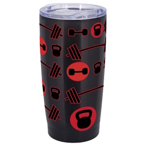 100 North 20 Ounce Stainless Steel On the Go Travel Tumbler With Push Top Lid, Workout Weights Black - 1 of 4