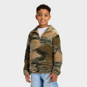 Boys' Abstract Printed Faux Shearling Quarter Zip Jacket - Cat & Jack™ - 1 of 3