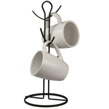 Home Basics Wire Collection 6 Hook Mug Tree, Black