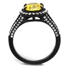 Slickblue Women’s Black Ring with Oval Topaz CZ, Clear Halo Accents, Stainless Steel Split Band, Sizes 5–7 - 3 of 4