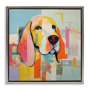Stupell Industries Abstract Dog Portrait Floating Frame Canvas Art - 1 of 4