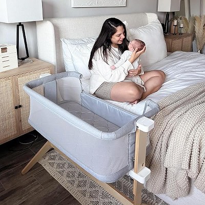 Baby Bassinet & Bedside Sleeper, Ultra-Breathable, Adjustable Height, Organic Cotton