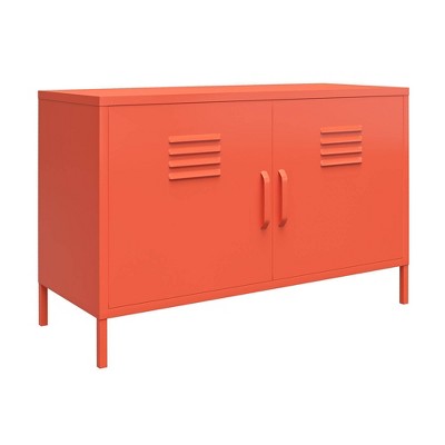 Orange Metal Locker Accent Cabinet with Adjustable Shelving