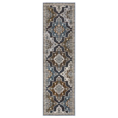 Oriental Weavers Ellington ELL07 Blue/ Rust Indoor Area Rug - 2'3" x 7'6"