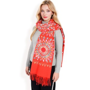 Anna-Kaci Women's Floral Mandala Embroidered Scarf with Fringed Edges and Lightweight Fabric - 1 of 4
