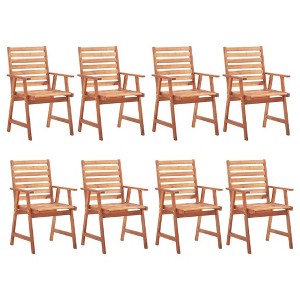 vidaXL 8X Solid Acacia Wood Patio Dining Chairs with Cushions - Gray, Weather-Resistant for Garden, Terrace, or Patio - 1 of 4