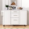 50.7 inch White Kitchen Island Rolling Kitchen Island on 5 Wheels with Drop Leaf 2 Drawers 1Door for Kitchen Dining Room - 3 of 4