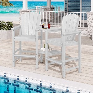 Modern HDPE 2-Person Bar Stool Set - Durable and Stylish High Counter Stools for Patio - 1 of 4