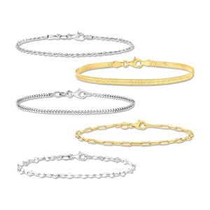 Ross-Simons Italian Sterling Silver and 18kt Gold Over Sterling Jewelry Set: 5 Chain Bracelets - 1 of 4