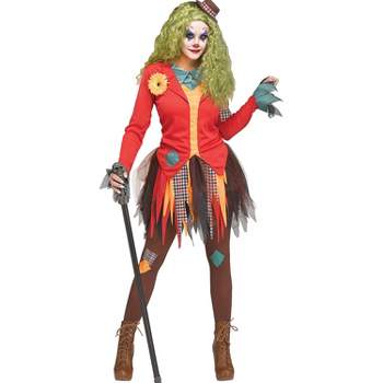 Halloween Express Women's Rowdy Clown Halloween Costume  - Size Small - Red