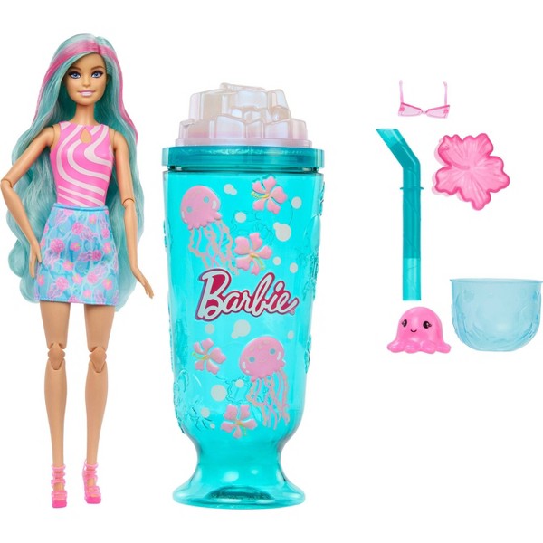 Muñeca y accesorios Barbie Pop Reveal Sea Slushy Series con slime y cambio de color