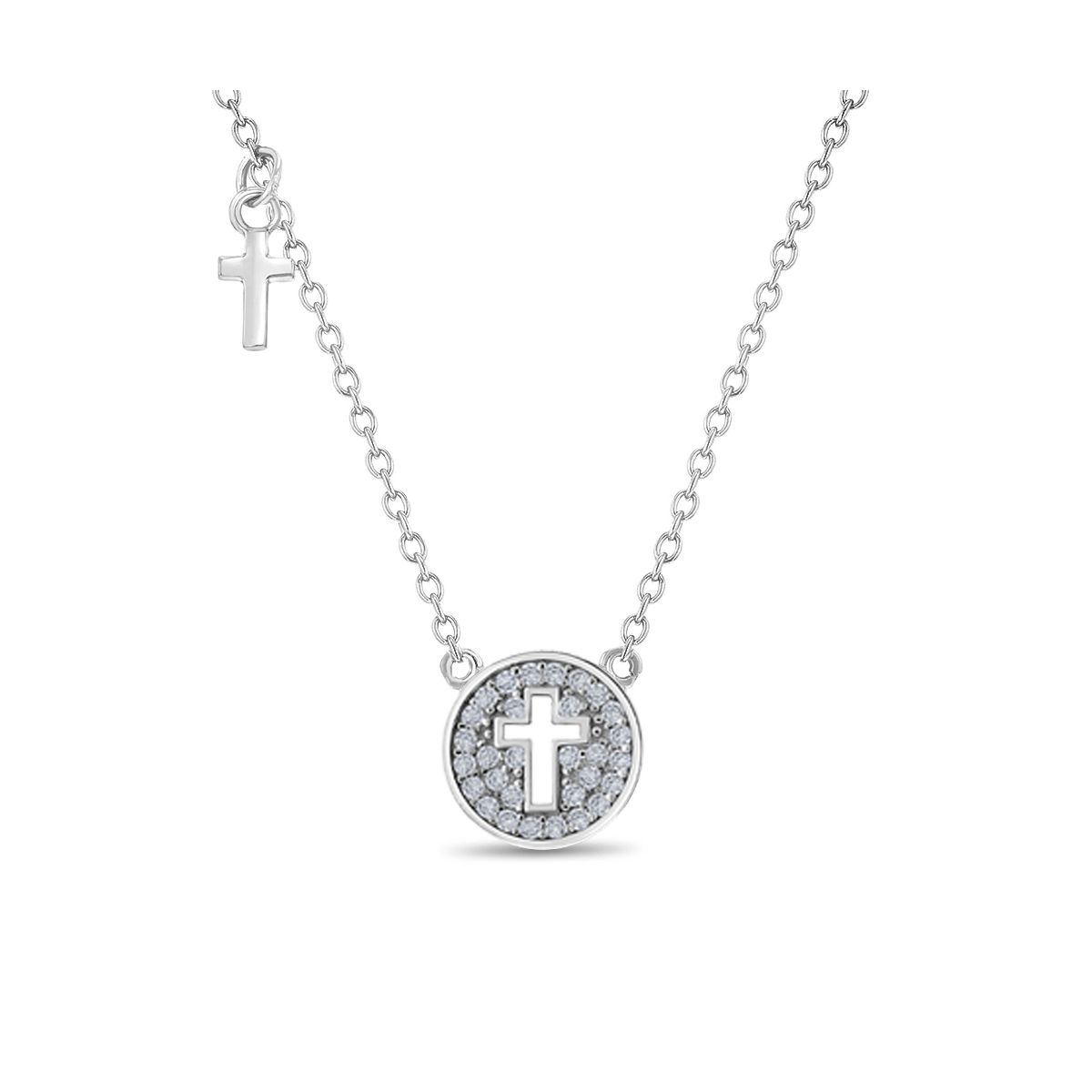 Girls' Tiny Cross & Key Sterling Silver Necklace - In Season Jewelry
