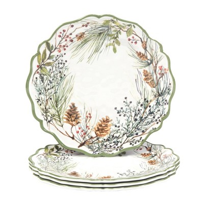 Certified International Set of 4 Winters Forest Melamine Dinner Plates