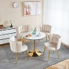 White 2-piece set of modern dining chairs with comfortable velvet backrests - 3 of 4