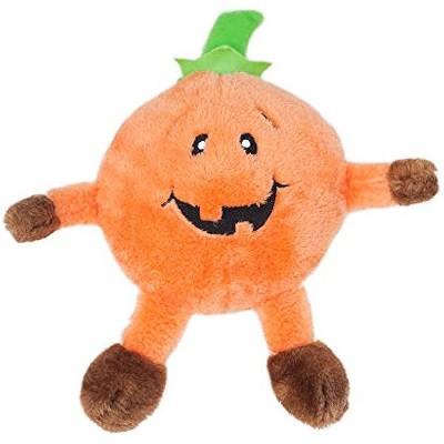 ZippyPaws - Halloween Holiday Brainey Squeak Plush Dog Toy - Pumpkin