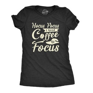 Womens Hocus Pocus I Need Coffee To Focus T Shirt Funny Halloween Witch Tee - Crazy Dog Women's T Shirt - 1 of 4