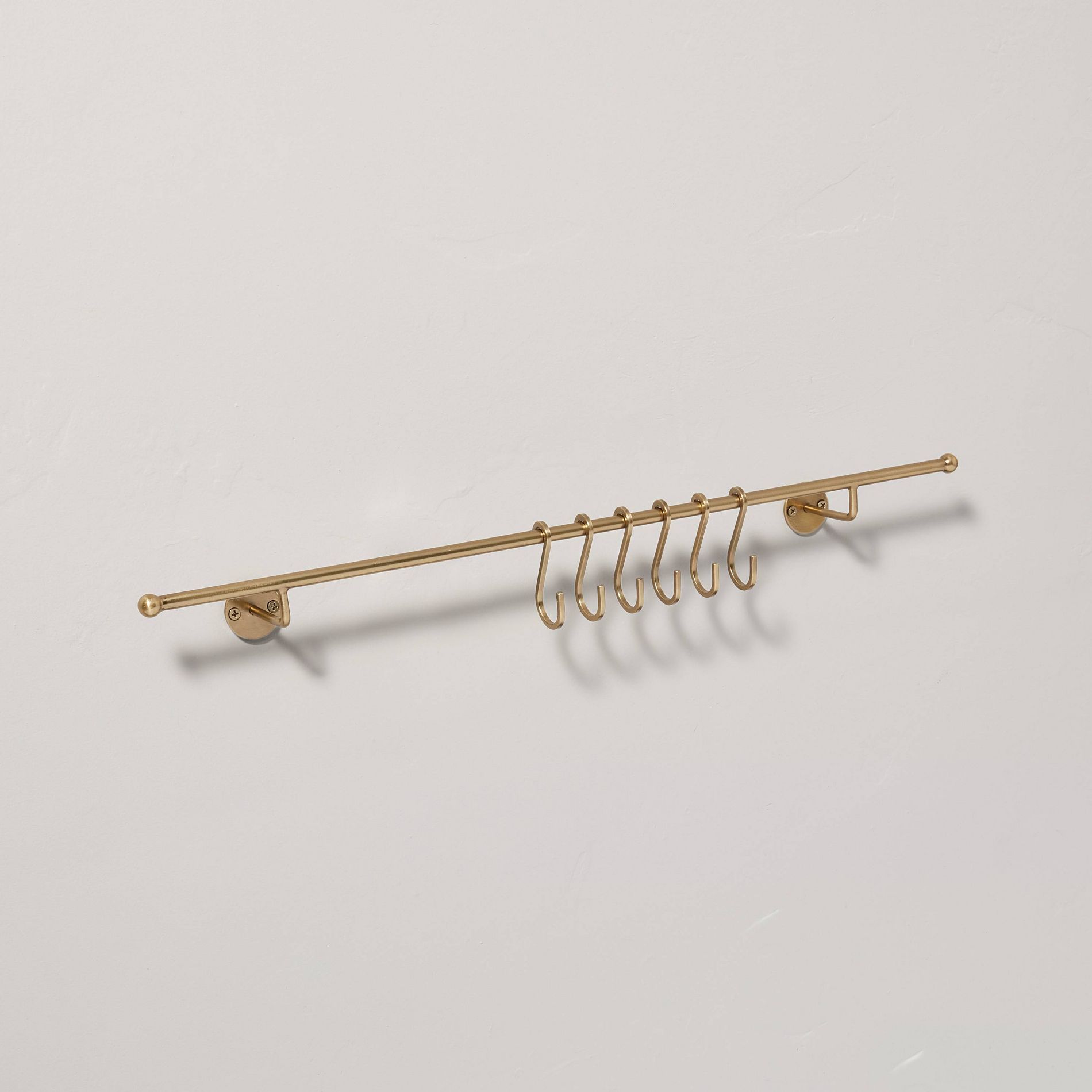 24" Modern Trim Metal S-Hook Wall Rack Brass Finish - Hearth & Hand™ with Magnolia: Iron Hat & Coat Storage, 6 Hooks