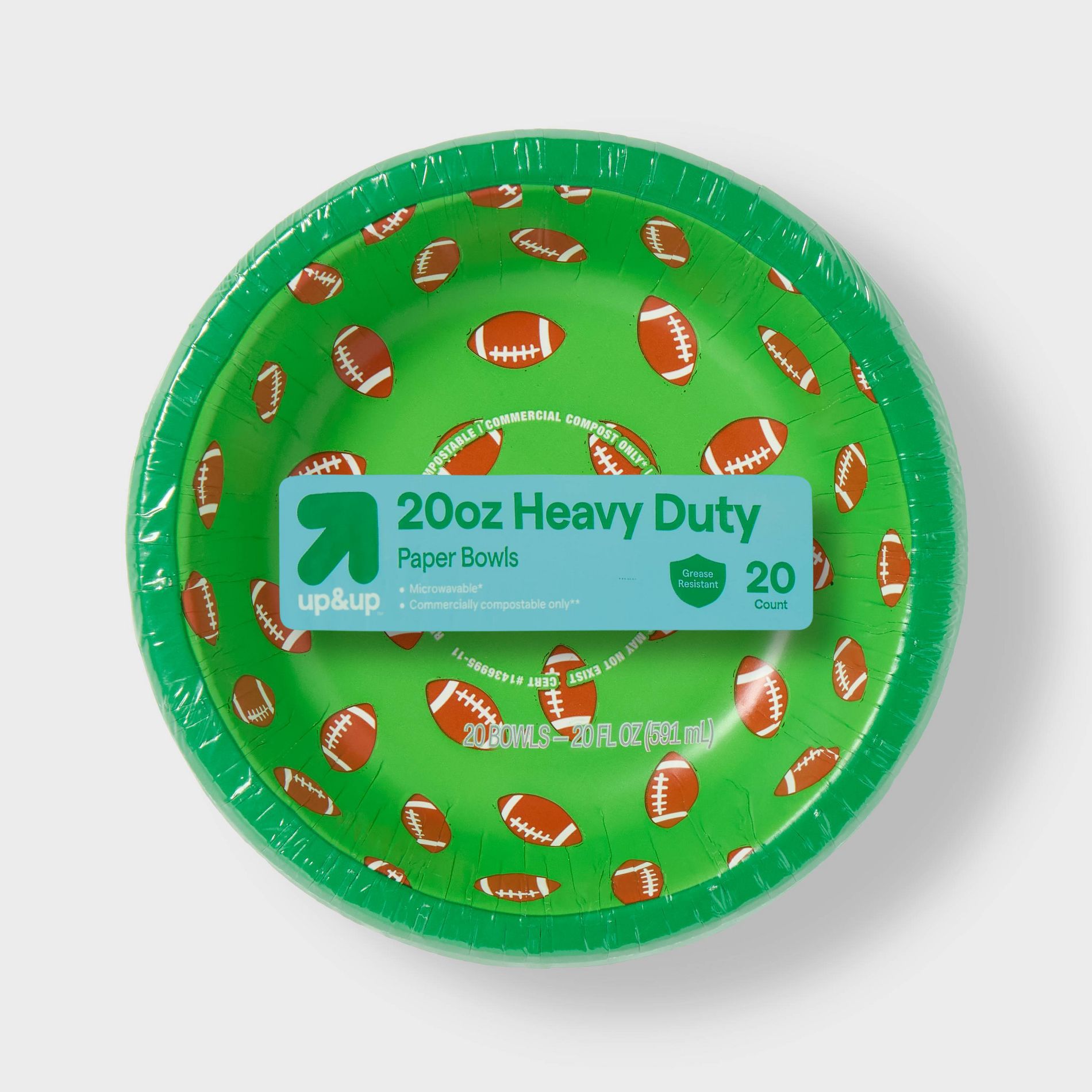 Game Day Disposable Bowls 5.52" - Footballs - 20oz/20ct - up&up™