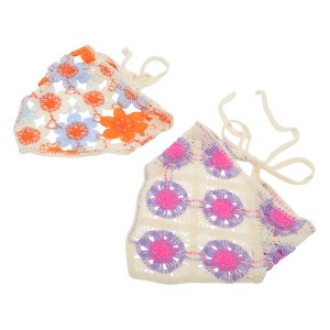 Unique Bargains Flower Knitted Triangle Bandana Beige 2 Pcs - 1 of 4