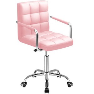 LACOO Faux Leather Office Desk Stool Swivel Chair with Armrest - 1 of 4