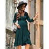 Women's Maternity Summer Bodycon Short Sleeve Mini Dress and Ruffle V-Neck 3/4 Sleeve Midi Dress - 4 of 4