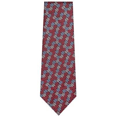 Thedappertie Men's Burgundy, White And Blue Floral Necktie With Hanky ...