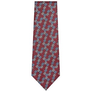 TheDapperTie Men's Burgundy, White And Blue Floral Necktie with Hanky - 1 of 3
