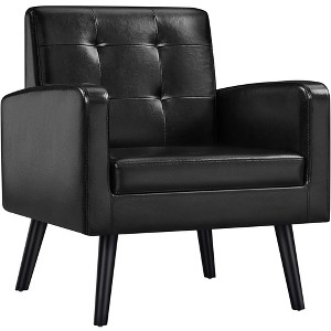 Yaheetech Modern Armchair Accent Chair Faux Leather Tufted with Solid Wood Legs - 1 of 4