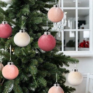 25pcs 6cm Christmas Ball Ornament Set - Velvet Christmas Ornaments, Christmas Tree Decorations, Holiday Ornament Set, Festive Tree Ornaments - 1 of 4