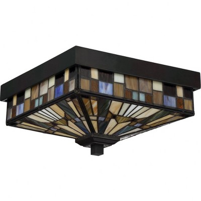 Valiant Bronze 11'' Square Tiffany Glass Flush Mount
