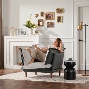 Oversized Hooked Edge Yarn Armchair Accent Chair with Reversible Cushions and High Foot Support for Living Room - 1 of 4