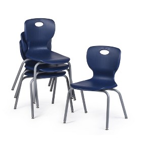 School Student Stack Chair - Luxurious and Comfortable Seat with Robust Riveted Frame - for Classrooms in Home Learning or Office - Packk of 4 Chairs - 1 of 4