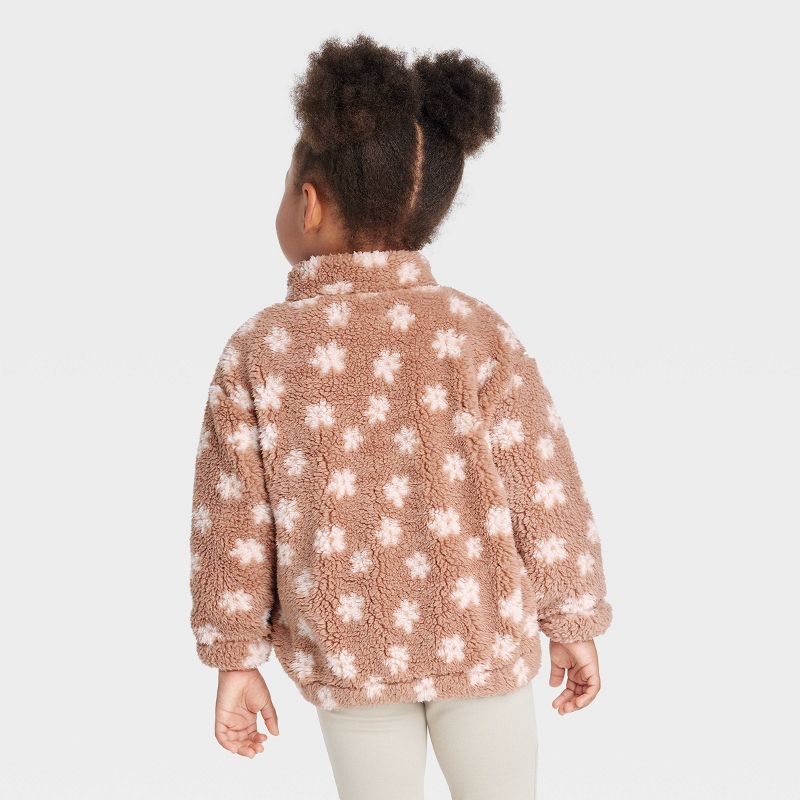 Grayson Collective Toddler Girls' Floral Faux Shearling Shacket - Brown, 2 of 6