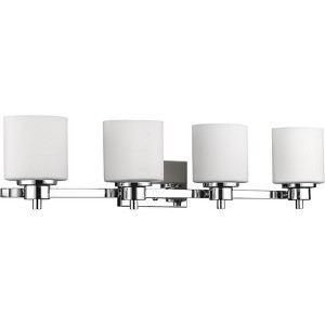 Chloe Lighting Solbi Contemporary 4 Light Chrome Finish Bath Vanity Wall Fixture White Alabaster Glass 33" Wide - 1 of 3